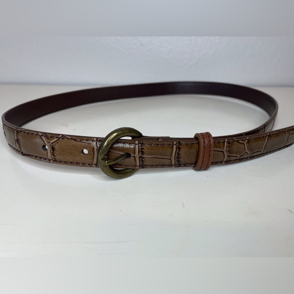 Simple Retro Vintage Women’s Brown Slim Belt Size 26”/28”‎